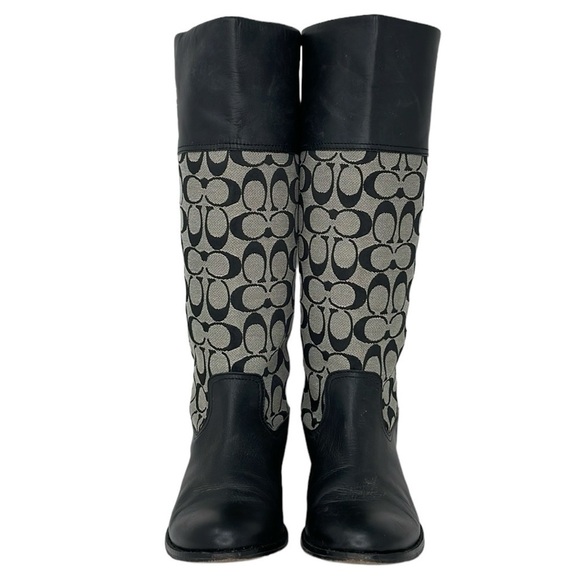 Coach Boots Women's 8.5 Grey Black Chrissi All-Over Print Knee High - Picture 3 of 14